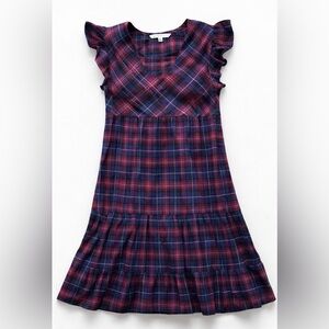 The Nines by Hatch Maternity Plaid Tiered Dress Flutter Sleeves | Size M